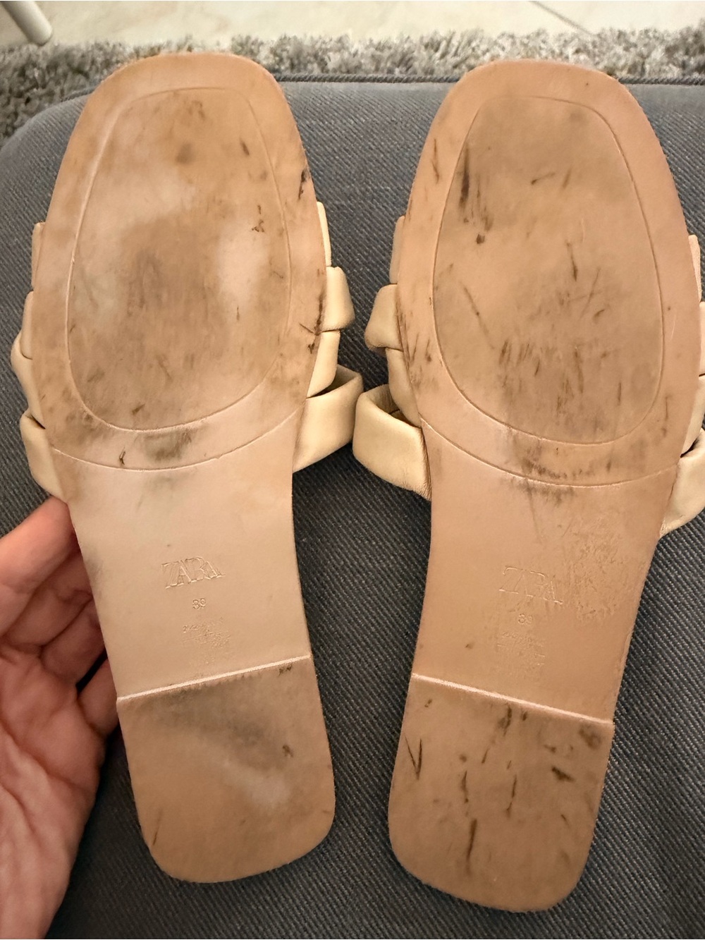 Zara Beige Strappy Slide Sandals size 39. Gently used - Picture 2 of 2